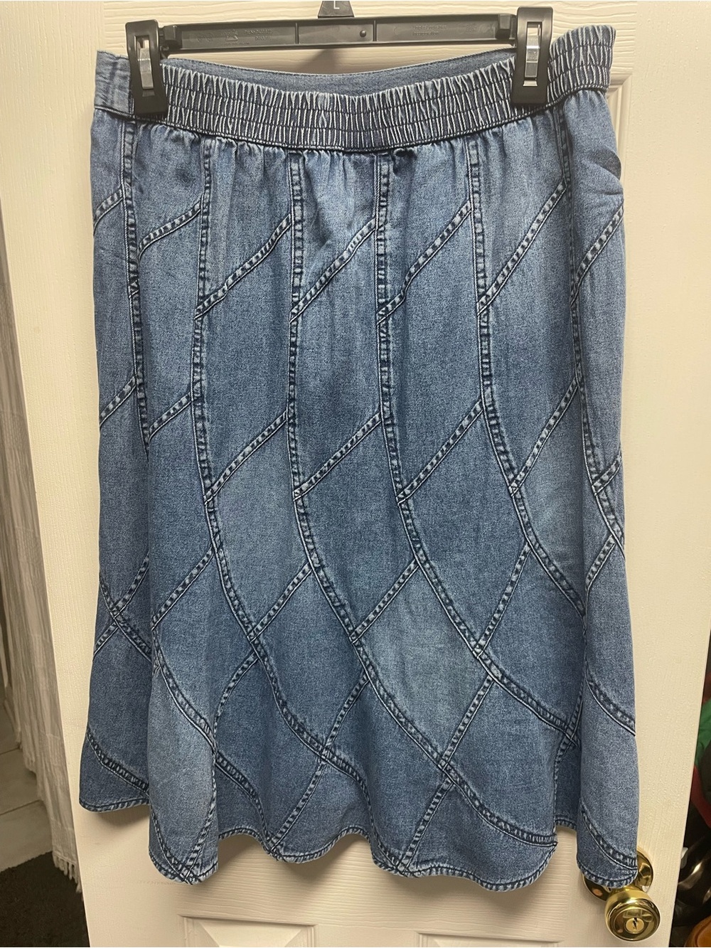 Studio West Light Blue Denim patchwork Casual Skirt - Picture 2 of 3